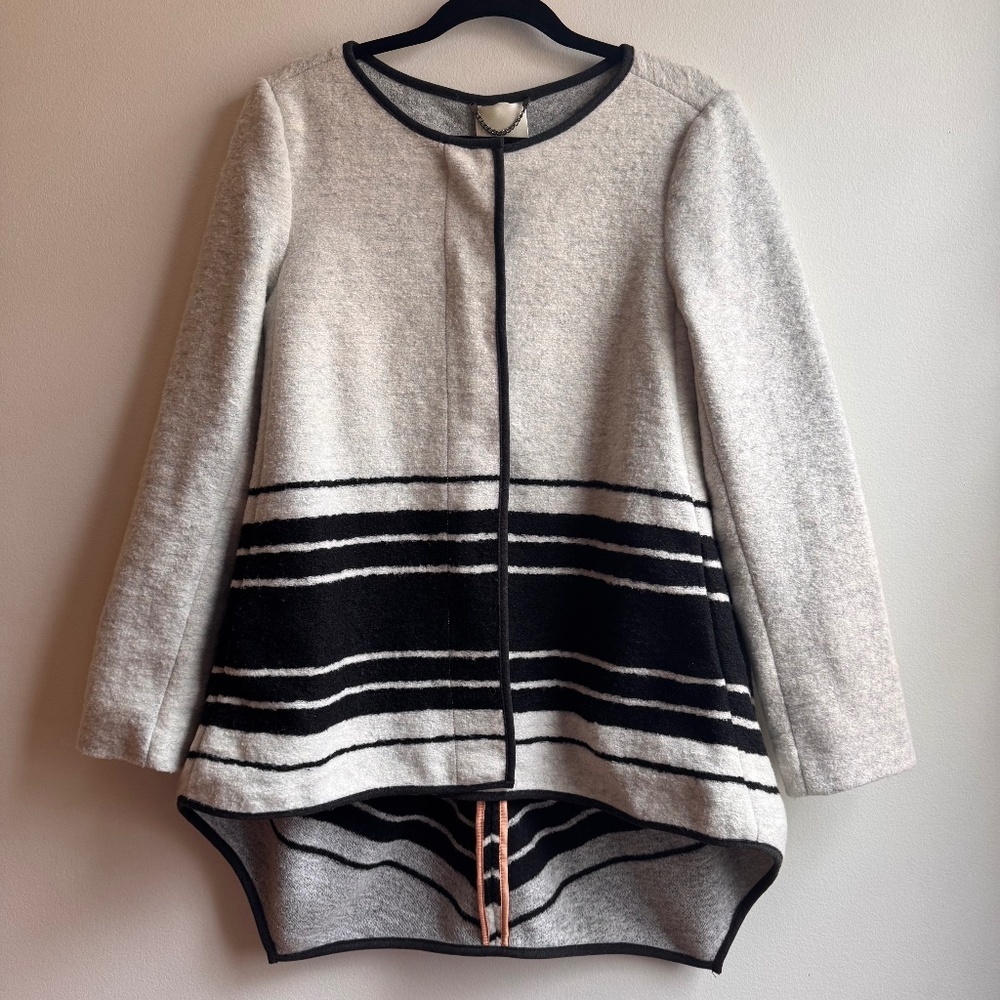 Anthropologie Elevenses Ardsley Wool Blend Jacket in Gray/Black Size XS